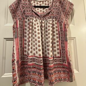 GAP Pink and Cream Patterned Blouse